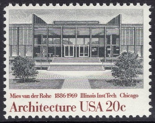 5 ILLINOIS INSTITUTE of TECHNOLOGY by Mies van der Rohe Architecture Stamps - Unused Fresh Bright US Postage Stamps - Issued in 1982 -  Quantity Available