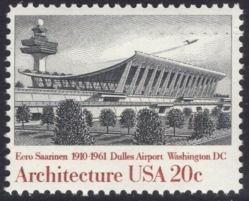 5 DULLES AIRPORT by EERO SAARINEN Architecture Stamps - Unused Fresh Bright US Postage Stamps - Issued in 1982 -  Quantity Available