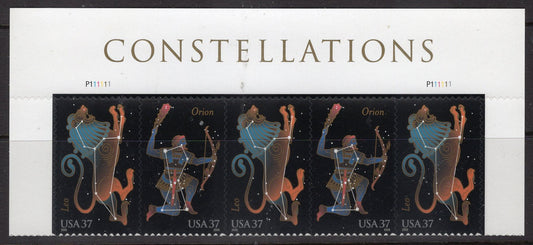 ZODIAC CONSTELLATIONS - Leo Orion Lyra Pegasus - STRIP of 4 with HEADER INSCRIPTION - Issued in 2005