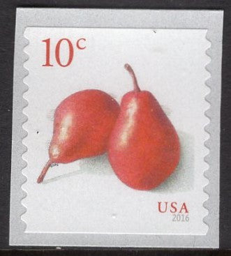100 RED PEARS 10c Coil Self-adhesive FRUIT Stamps - GREAT for WEDDINGS, Invitations, Save-the-Dates - Bright Postage - Issued in 2018