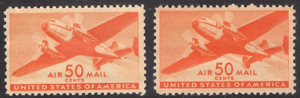 2 USA TRANSPORT PLANES from 1941 Mint, Unused Fresh, ORANGE Postage Stamps - Quantity Available