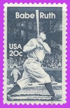 10 BABE RUTH BASEBALL USa Postage Stamps - Unused, Bright, Post Office Fresh - Vintage 1983 - Stock# 2046 - Free Domestic Shipping