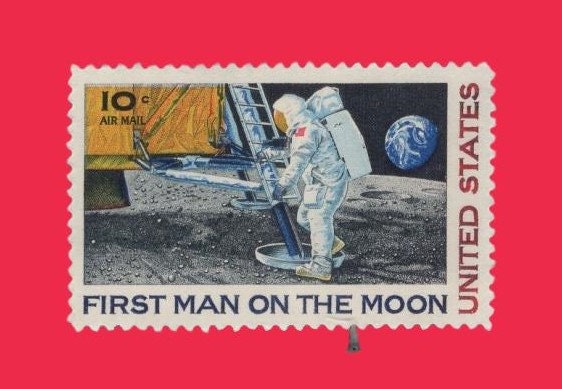 10 FIRST MAN on the MOON Stamps - Neil Armstrong Space Unused Fresh, Bright USa Postage - Vintage 1969 - Stock# C76 ping