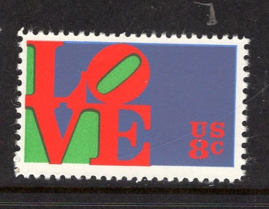 20 ROBERT INDIANA LOVE Stamps Art Unusual Design - Unused Fresh Bright USa Postage - Vintage 1973 - Stock# 1475 - Free Domestic Shipping