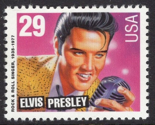 2 ELVIS PRESLEY Stamps - far scarcer than stamps which only have ELVIS on them! - Vintage 1993 - Stock# 2724 -Free Domestic Ship