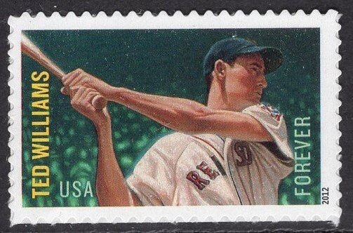 4 TED WILLIAMS Boston Red Sox Baseball Unused Fresh, Bright US Postage Stamps - Vintage 2012 - Stock# 4694 ping