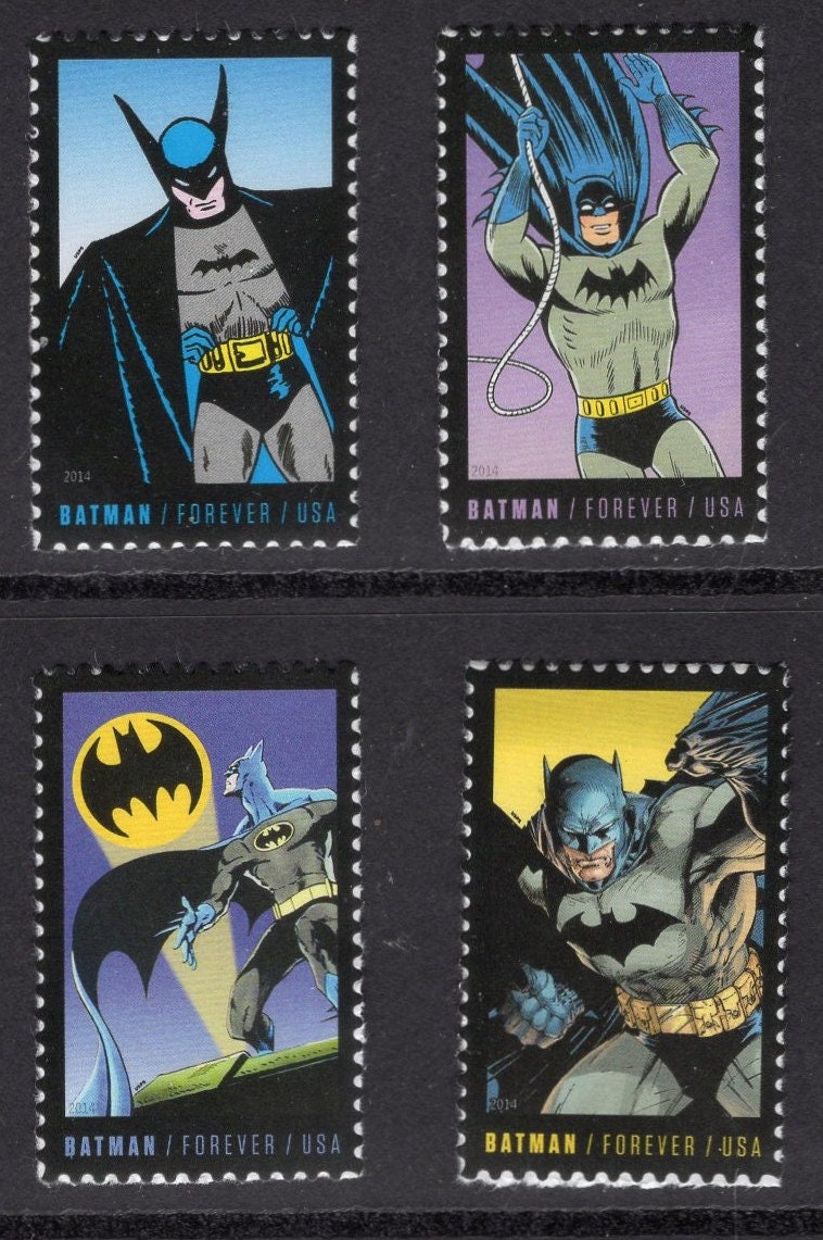 8 BATMAN THEME Unused Fresh Bright Different US Postage Stamps - Stock# 4932 ping