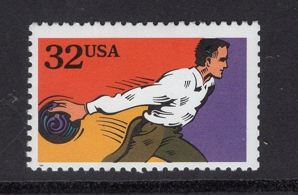 5 BOWLING Stamps - Bright, unused US Postage Stamps - Vintage 1996 - Stock# 2963 - Free USA Ship