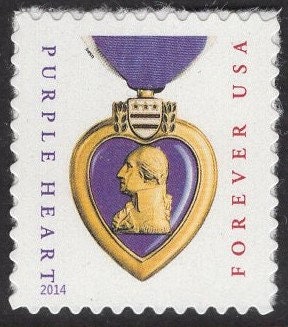 8 PURPLE HEART WAR Wounded Veterans -Postally Valid Bright USa Postage Stamps -Vintage 2014 - Stock# 4704b ping