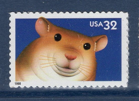 105 BRIGHT EYES HAMSTER - Bright, unused USa Postage Stamps - Vintage 1998 - Stock# 3234 ping