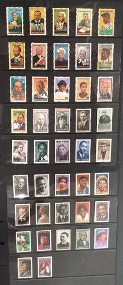 BLACK HERITAGE AMERICANS Collection with Two Display Pages - Complete 45 Fresh Bright Usa Stamps to Edmonia Lewis ping