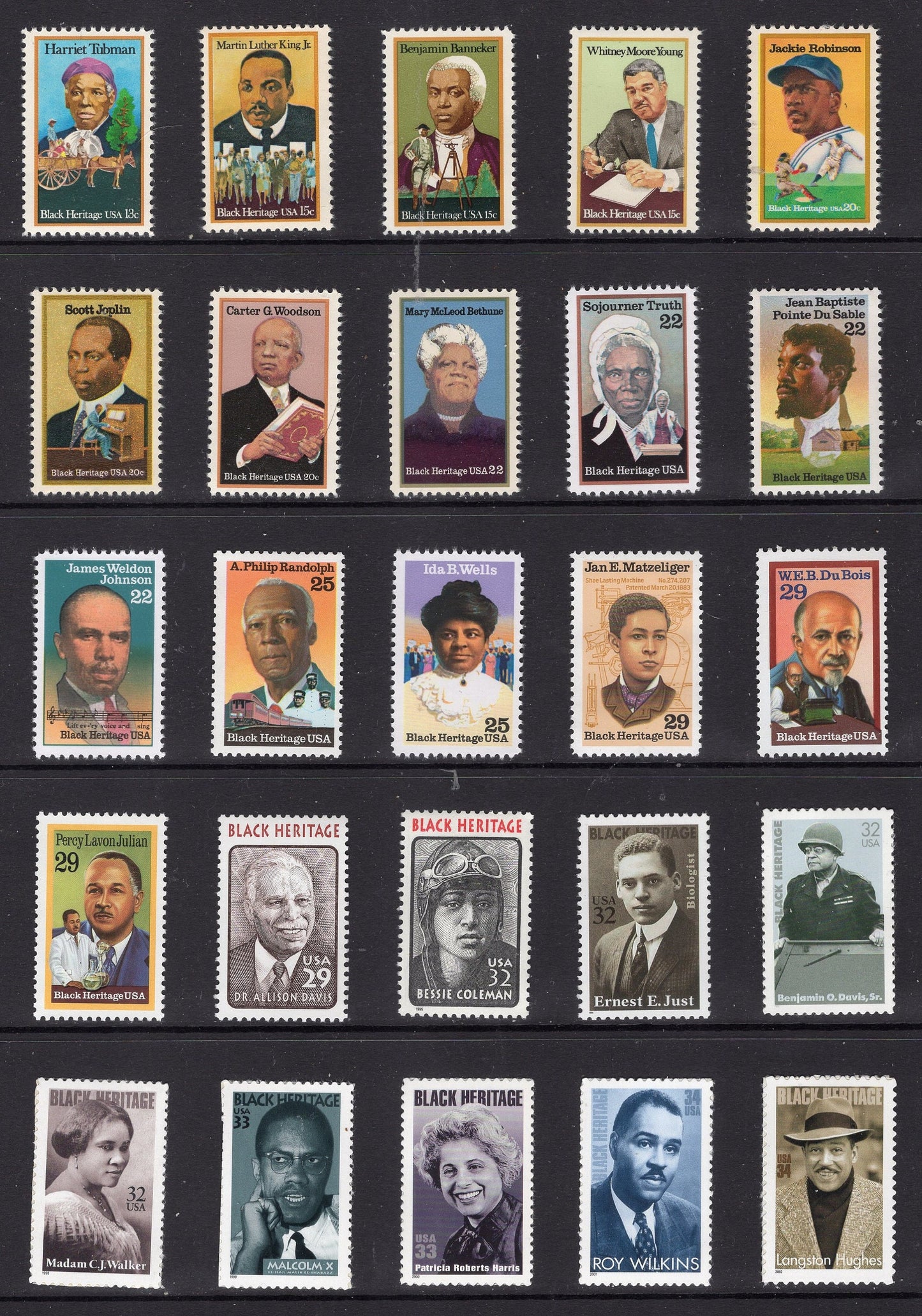 47 BLACK HERITAGE / AMERICANS Stamps Complete Mint Collection from 1978 onwards to Constance Baker Motley of Usa Postage Stamps FreeUSA Ship