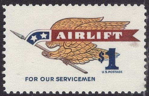 3 AIRLIFT EAGLE Servicemen War Pennant Viet Nam Unused Fresh Bright US Postage Stamps - Vintage 1968 - Scott Number 1341