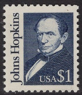 2 JOHNS HOPKINS Hospital University Founder Philanthropist Fresh Bright Stamps - Vintage 1989 - Stock# 2194 - Free Domestic Ship