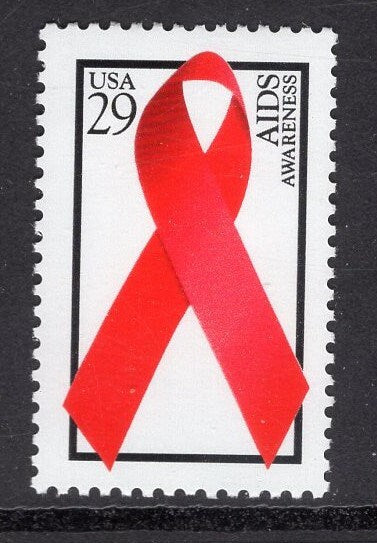 10 AIDS AWARENESS Ribbon Unused Fresh Bright US Postage Stamps Quantity Available - Vintage 1993 - Stock# 2806 - FreeDomesticShip