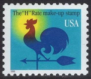 25 WEATHER VANE - ROOSTER Fresh Bright Unused Usa Postage Stamps - Quantity Available - Vintage 1998 - Stock# 3258 ping