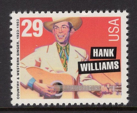 5 HANK WILLIAMS Country Music Legend Mint Unused US Postage Stamps - Vintage 1993 - Stock# 2771 