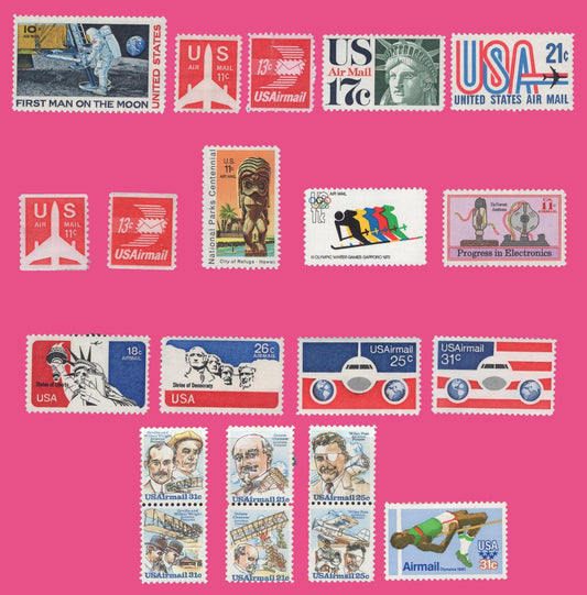 AIRPLANE AIRMAIL Usa COMPLETE Collection of 40 Unused Fresh Stamps issued between 1960//1979 - Stock# C57,C59- 97 