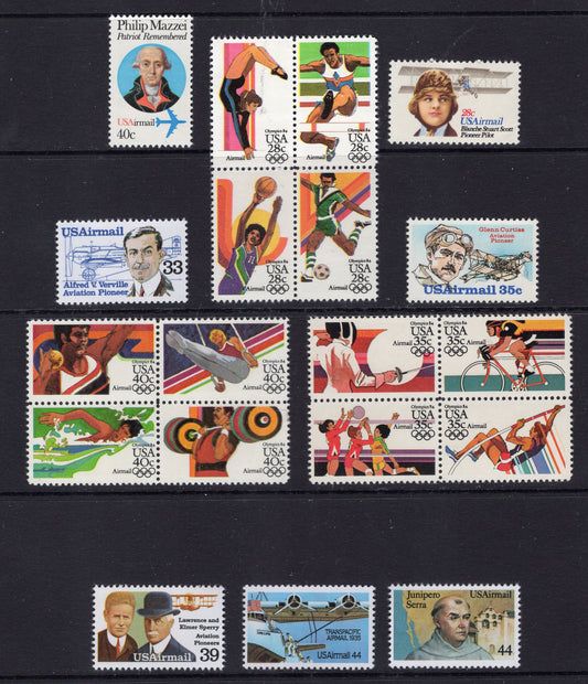 AIRPLANE AIRMAIL COMPLETE Collection of 23 Unused Fresh Usa Stamps issued between 1980//1985 - Stock# C98-116 