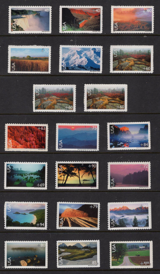 AIRPLANE AIRMAIL SCENIC Nature Complete Collection of 20 Unused Fresh Stamps issued 1999/on - Stock# C133-50 