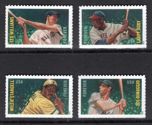 4 BASEBALL Stamps WILLIAMS DiMAGGIO STARGELL DOBy Unused Fresh Usa Postage - Vintage 2012 - Stock# 4694-97 