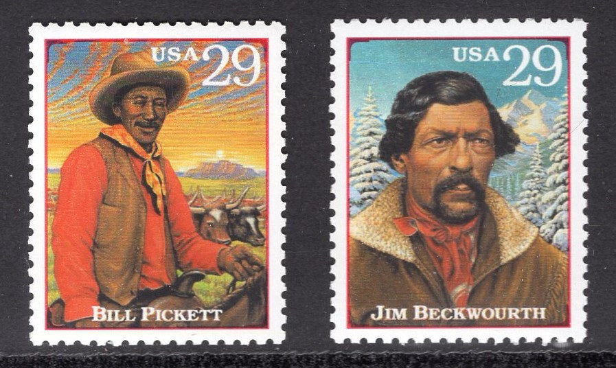 2 BLACK AMERICANS from LEGENDS of the West Issue - Unused Fresh Bright Usa Stamps - Vintage 1993 - Stock# 2869g+q ping