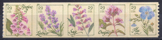 5 HERBS OREGANO SAGE Lavender Flax Foxglove - Unused Fresh, Bright Usa Stamps - Vintage 2011 - Stock# 4513 ping