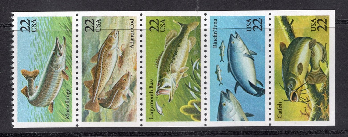 15 GAME FISH (5 different) 3 each Mint NH -Unused Fresh, Bright Usa Postage Stamps - Vintage 1986 - Stock# 2205-09 - Free Domestic Ship