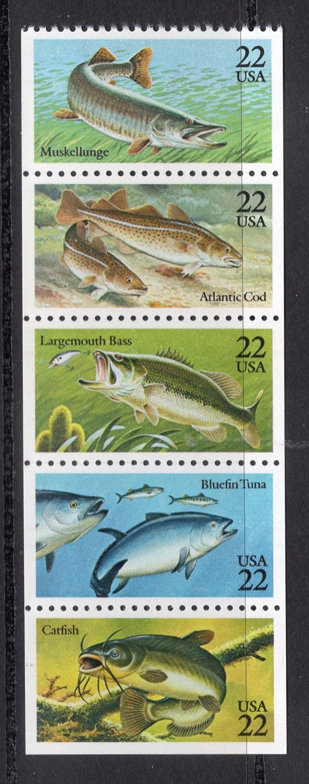 15 GAME FISH (5 different) 3 each Mint NH -Unused Fresh, Bright Usa Postage Stamps - Vintage 1986 - Stock# 2205-09 - Free Domestic Ship