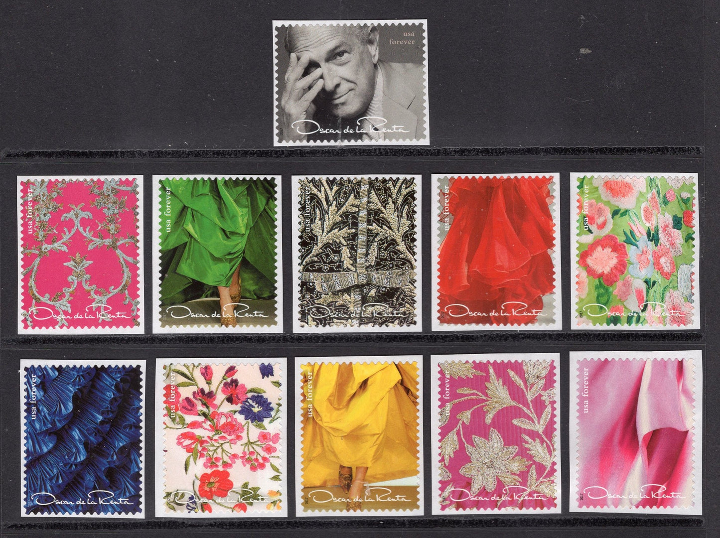 11 FASHION OSCAR de la RENTA Forever Different Stamps - Bright Fresh USa Postage - Vintage 2017 Stock#5173 ping