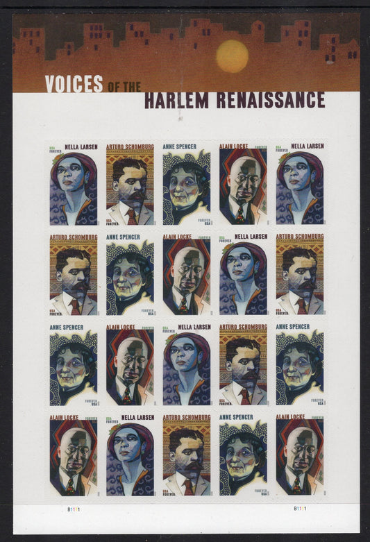 HARLEM RENAISSANCE VOICES Decorative Sheet of 20 Postage Stamps Never Hinged USa Stamps - Vintage 2020-Stock# 5474 