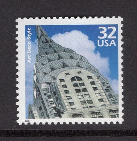 5 CHRYSLER ART DECO Building 1920's Fresh Bright USa Postage Stamps - Quantity Available - Vintage 1998 - Stock# 3184j 