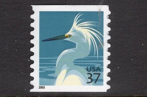 5 SNOWY EGRET BIRD Bright Unused Usa Postage Stamps - Quantity Available - Vintage 2003 - Stock# 3829 ping