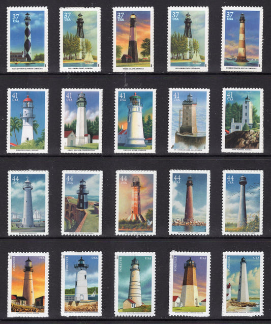 20v LIGHTHOUSE COLLECTION Unused PO 20 Fresh Bright Usa Postage Stamps 37c 41c 44c Forever - Vintage 2003//2013 ping