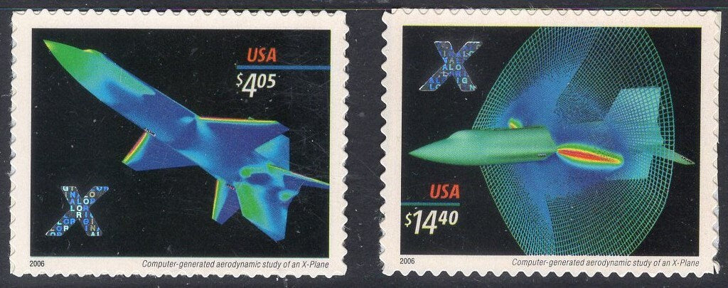 2 HOLOGRAM X-PLANE High Value Stamps Fresh Bright USa Postage Stamps - Quantity Available - Vintage 2006 - Stock# 4018+ 