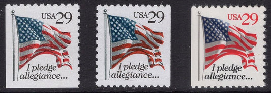 3 PLEDGE of ALLEGIANCE FLAG USa Postage Stamps - Unused, Bright and Post Office Fresh - Vintage 1993 - Stock# 1208 