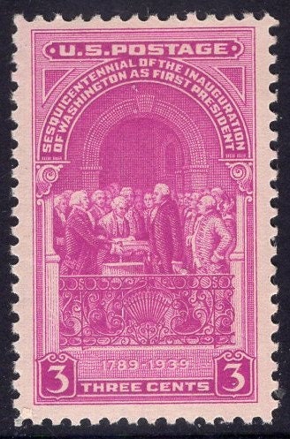 10 WASHINGTON INAUGURATION 150th ANNIVERSARY Classic USa Postage - Unused Fresh Bright - Vintage 1939 - Stock# 854 ping