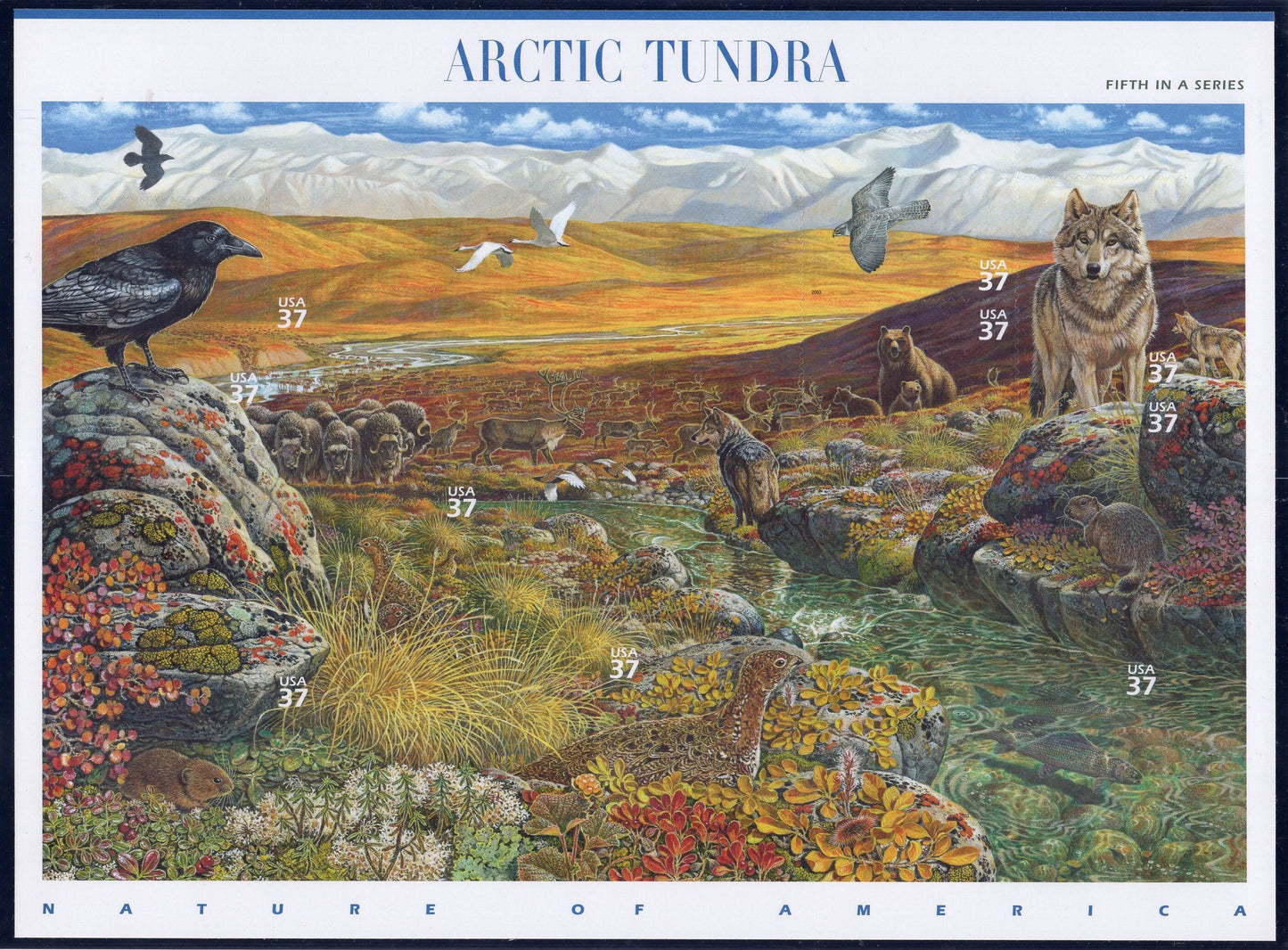 ARCTIC TUNDRA Beautiful Sheet of 10 - Nature of America Series #5 of 12 - Fresh Bright Beautiful- Vintage 2003 - Stock# 3802