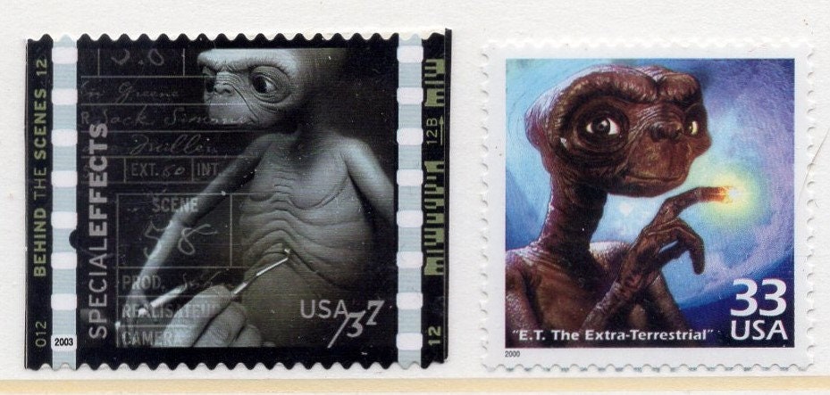 2 Different E.T. - The EXTRA-TERRESTRIAL Mint Stamps, Unused Fresh, Bright USa Postage Stamps - Vintage 2000 -Stock# 3190m 3772i-FreeShipUsa