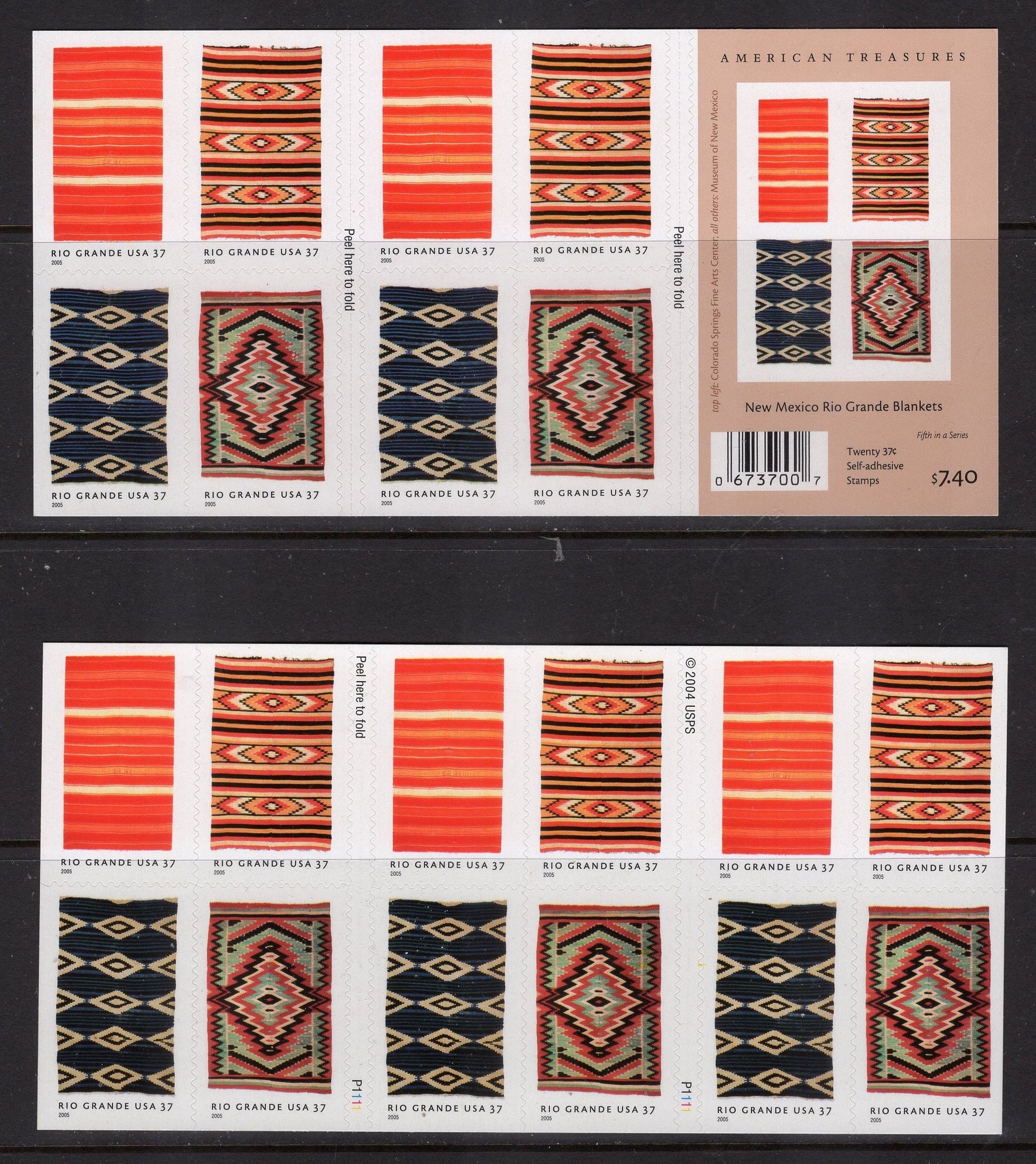 BLANKETS NEW MEXICO Rio Grande Design 37c Booklet of 20 Stamps - Mint, Bright Post Office Fresh - Vintage 2005 - Stock# 3926 