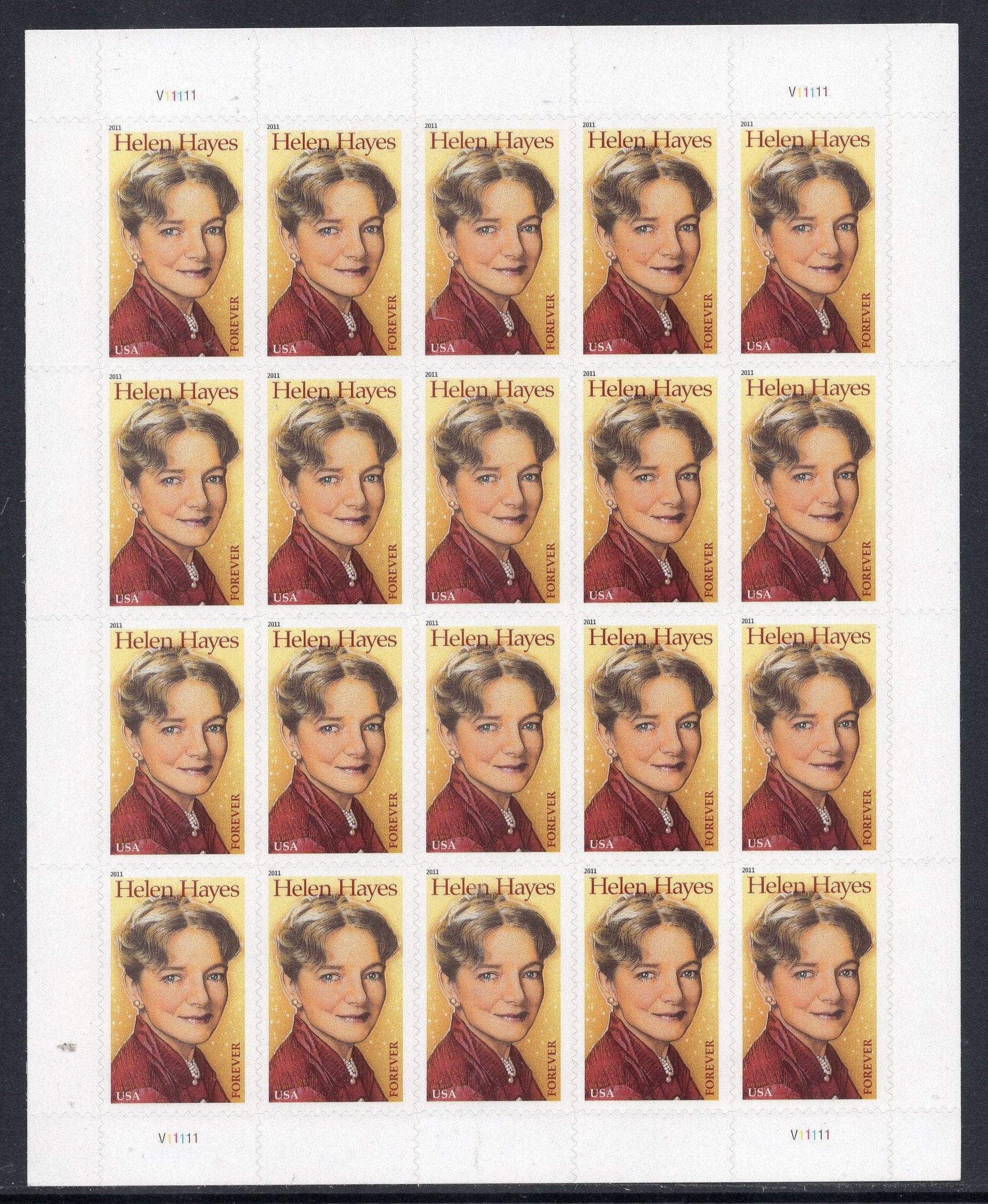 HELEN HAYES ACTRESS "First Lady of American Theatre" Self-adhesive Sheet of 20 - Bright Fresh - Vintage 2011-Stock# 4525