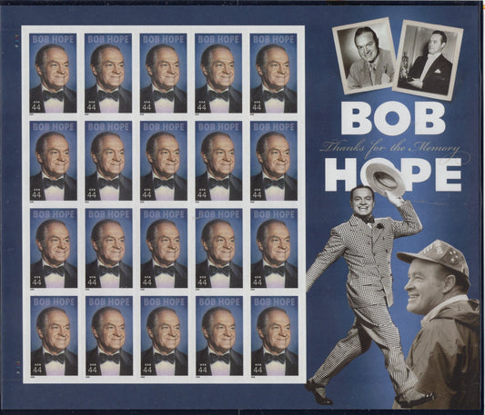 BOB HOPE COMEDIAN Song Dance Decorative Sheet of 20 44c Stamps - Fresh Bright Usa Postage Stamps - Vintage 2009 Stock# 4406 