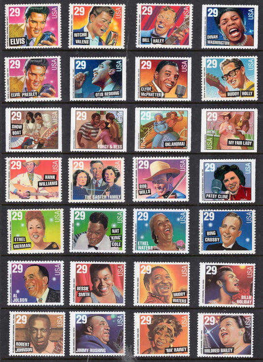 LEGENDS of AMERICAN MUSIC Complete Collection of 79 Unused Fresh Bright Stamps Jazz Opera - Vintage 1993/1999 - Stock# 2721 C 