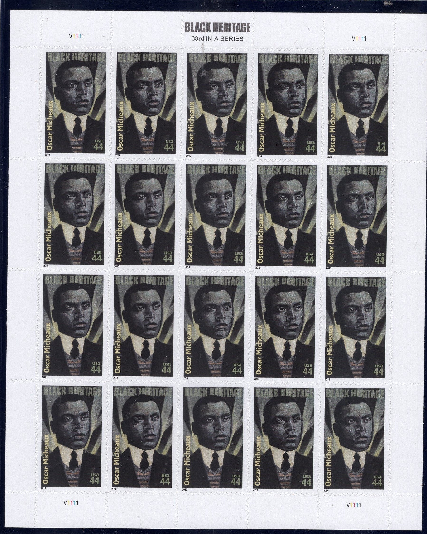 OSCAR MICHEAUX CINEMA Film Director Black American Heritage Sheet of 20 - Vintage 2010 - Stock# 4464 - Quick