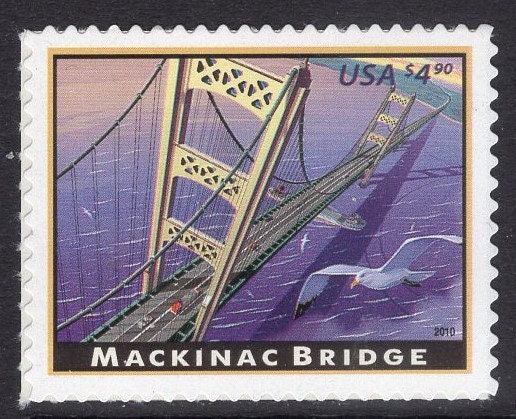 MACKINAC BRIDGE MICHIGAN - Bright Fresh Stamp - Quantity Available - Vintage 2010 Stock# 4438 