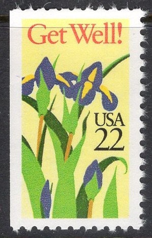 5 GET WELL DAFFODIL Flowers Bright Fresh Postage Stamps - Vintage 1987 - Stock# 2268 