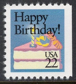 5 HAPPY BIRTHDAY CAKE - Bright Fresh Postage Stamps - Vintage 1987 - Stock# 2272 