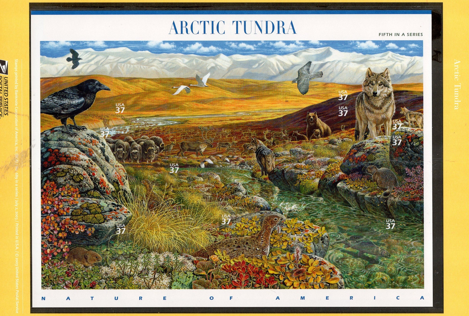 ARCTIC TUNDRA NATURE 2 Commemorative Panels w/ Sheet of 10 Stamps, Illustrated Descriptive Text Great Gift 8.5x11 Year 2003