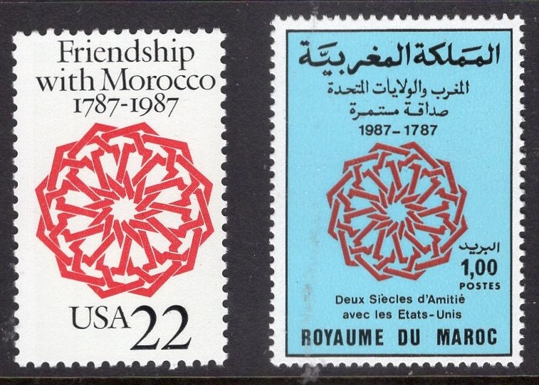 USA US + MOROCCO Joint 1987 Issue Stamps - Mint Condition - Bright Post Office Fresh - Vintage 1987 Stock 2349+M ping