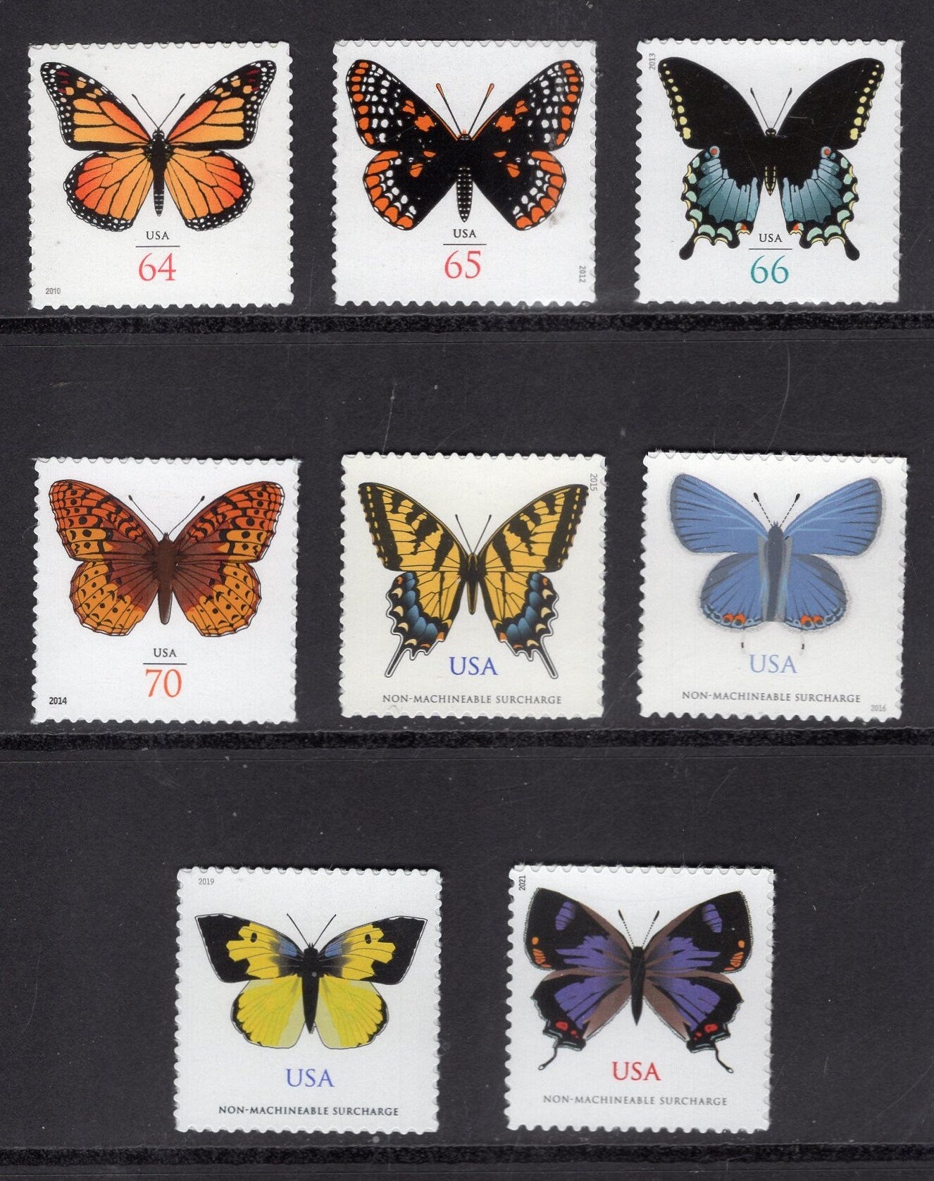 8 BUTTERFLY MODERN COMPLETE USa Butterflies Postage Stamps Collection - Stock# 4462 Col ping